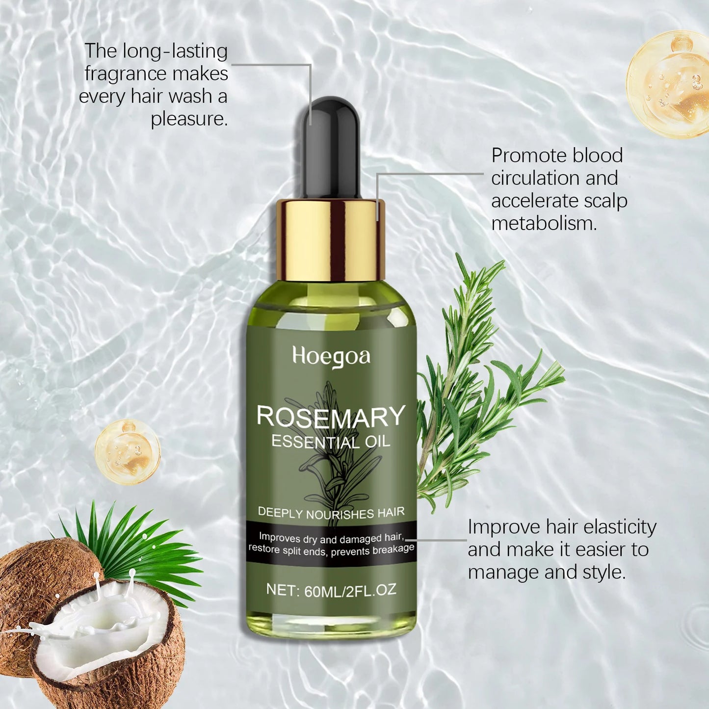 Rosemary Serum For Hair Growth Anti Loss Strengthening Smooth Hair Thicken Scalp Nourishing Repair Hair Regrowth Essential Oil