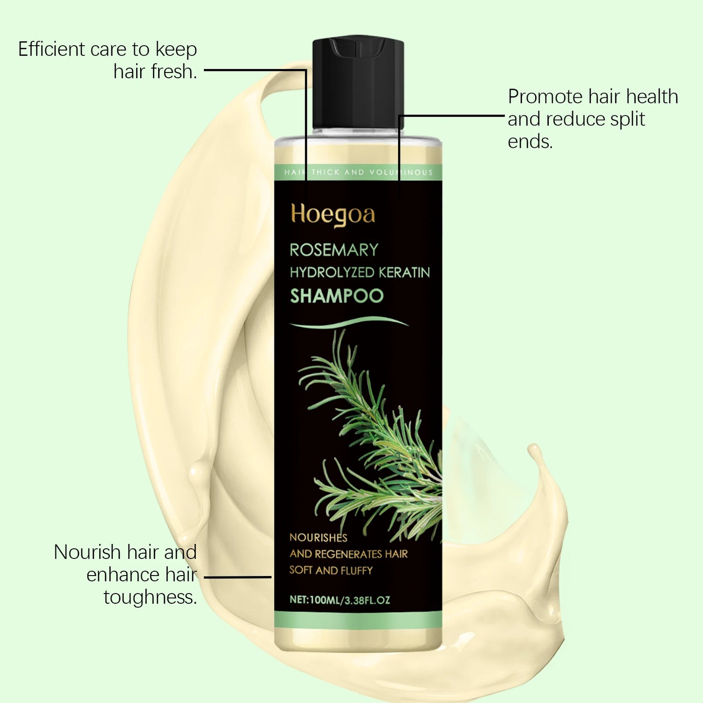 Rosemary Oil Hair Growth Shampoo Organic Thickening for Thinning Hair & Hair Loss Volumizing Natural Shampoo for Men and Women