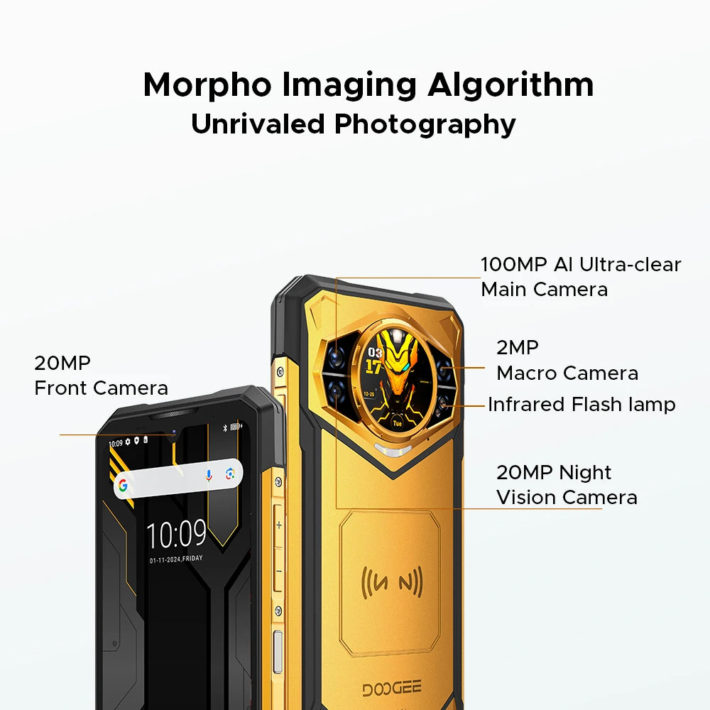 DOOGEE S200 X 5G 12GB 512GB Rugged Phone MTK Dimensity 7050 10100mAh 33W battery 6.72” FHD+120Hz IPS screen