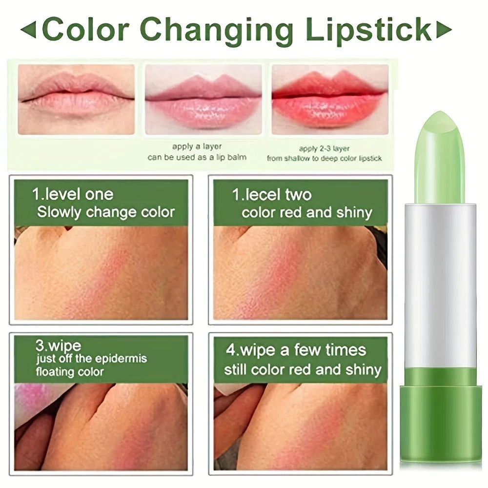 Aloe Vera Color Changing Lipstick Long Lasting Lip Make-up for Women Moisturizing Waterproof Lip Care Plumper Tinted Lip Gloss