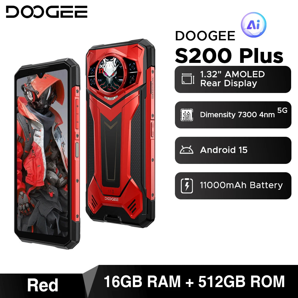 Global Version S200 Plus 5G Rugged Phone Dimensity 7300 12GB 512GB 6.72” FHD+ 120Hz IPS 100MP AI Camera 10100mAh Battery NFC
