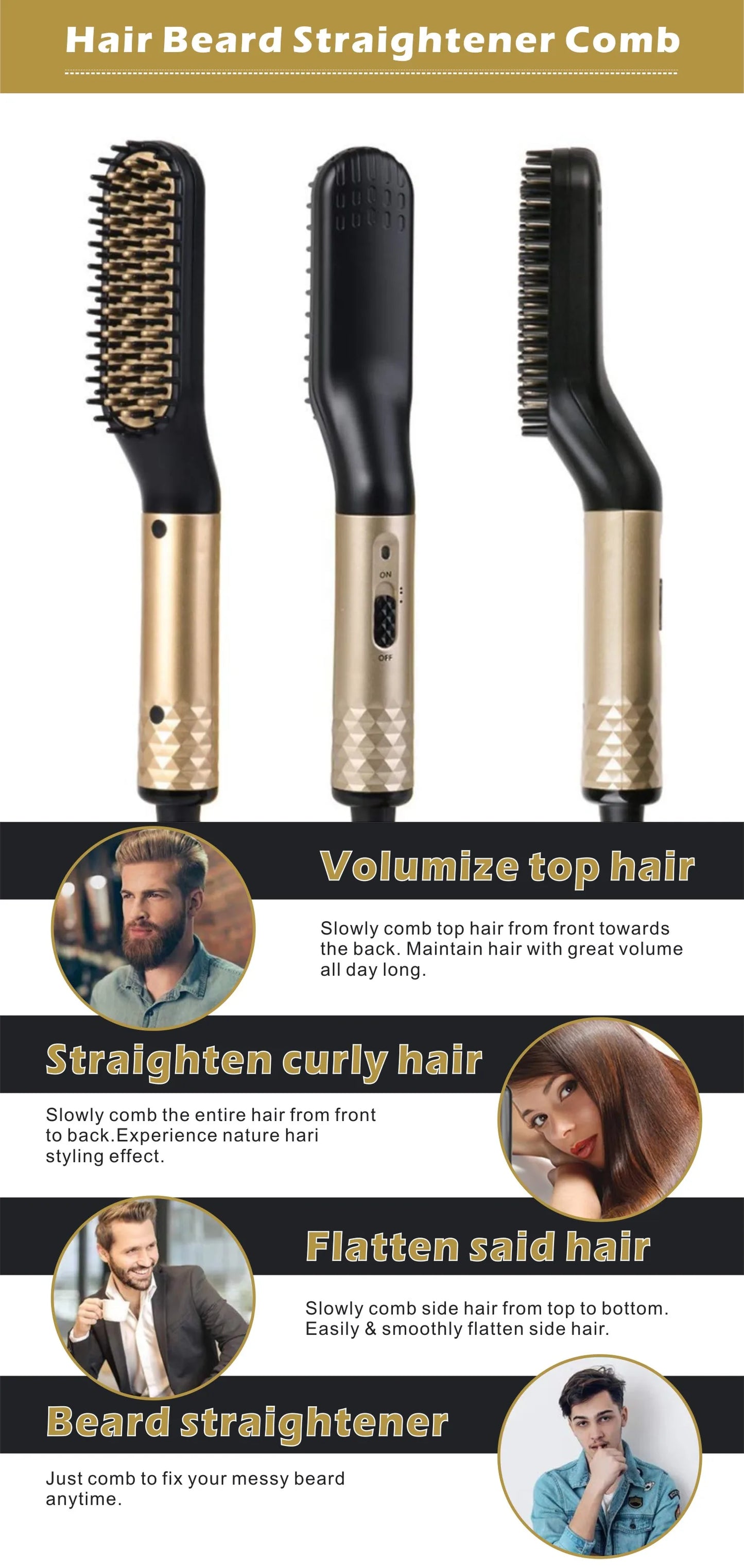 Professional Hair Straightener Comb Brush Beard Hair Straightening Comb Multifunctional Hair Curler Fast Heating Styling Tools