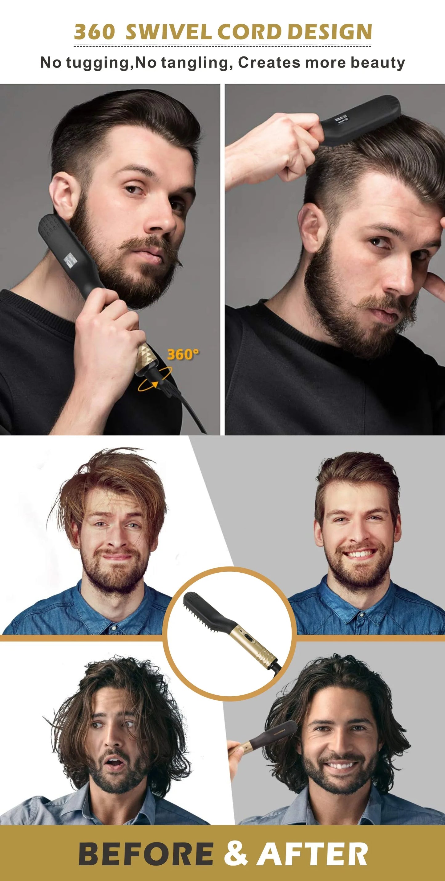 Professional Hair Straightener Comb Brush Beard Hair Straightening Comb Multifunctional Hair Curler Fast Heating Styling Tools