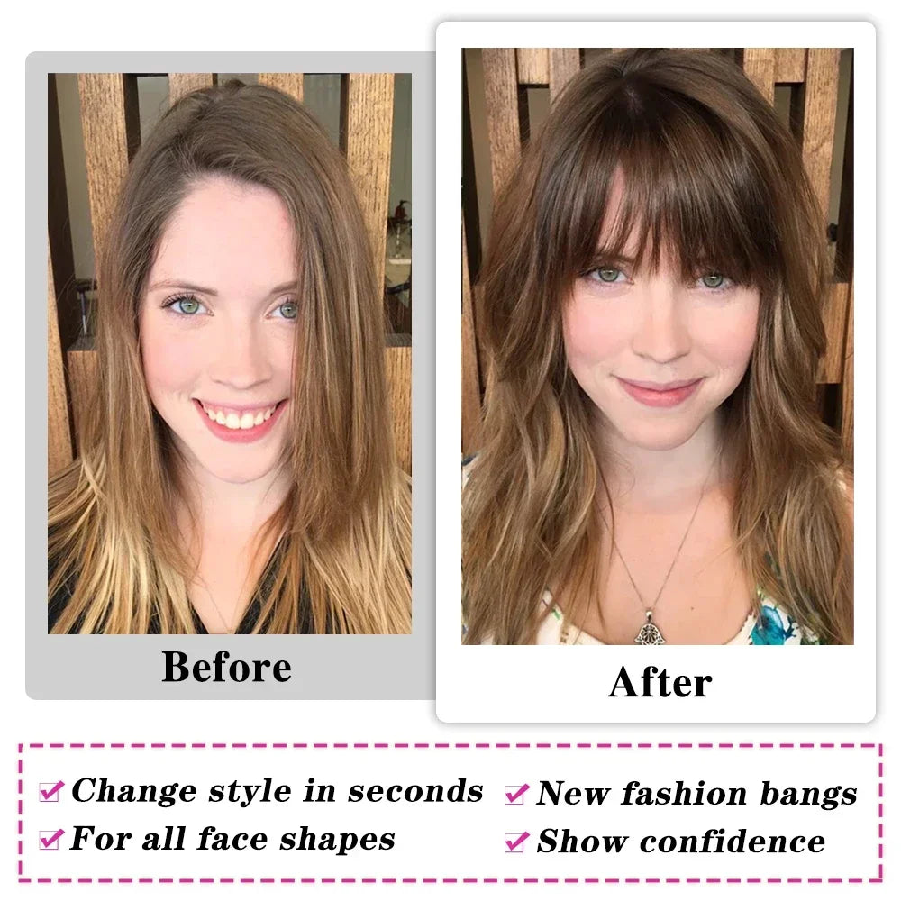 Human Hair Bangs for Women Clip on Air Bangs for Daily Hair Extensions Natural Black Human Wispy Bangs Fringe Blunt Cut Bangs