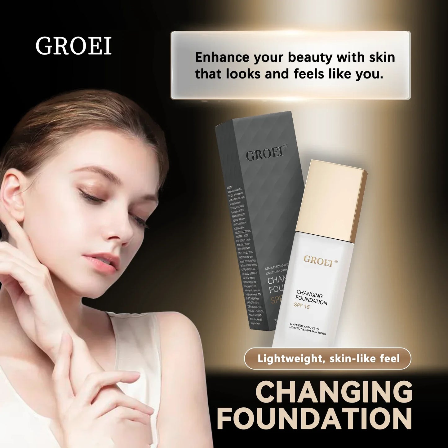 Color Changing Foundation Moisturizer Hydrating Oil-control  Color Longwearing Waterproof Travel Coverage Make Up Foundation