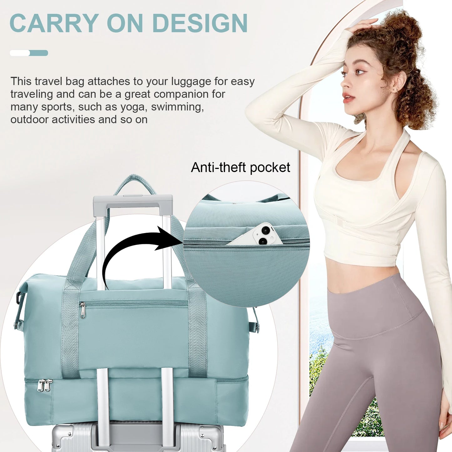 Hand-Held Travel Bag Under the Seat,Carry-on Luggage Overnight Bag for Men Women Sports Fitness Bag， makeup bag，neceser mujer