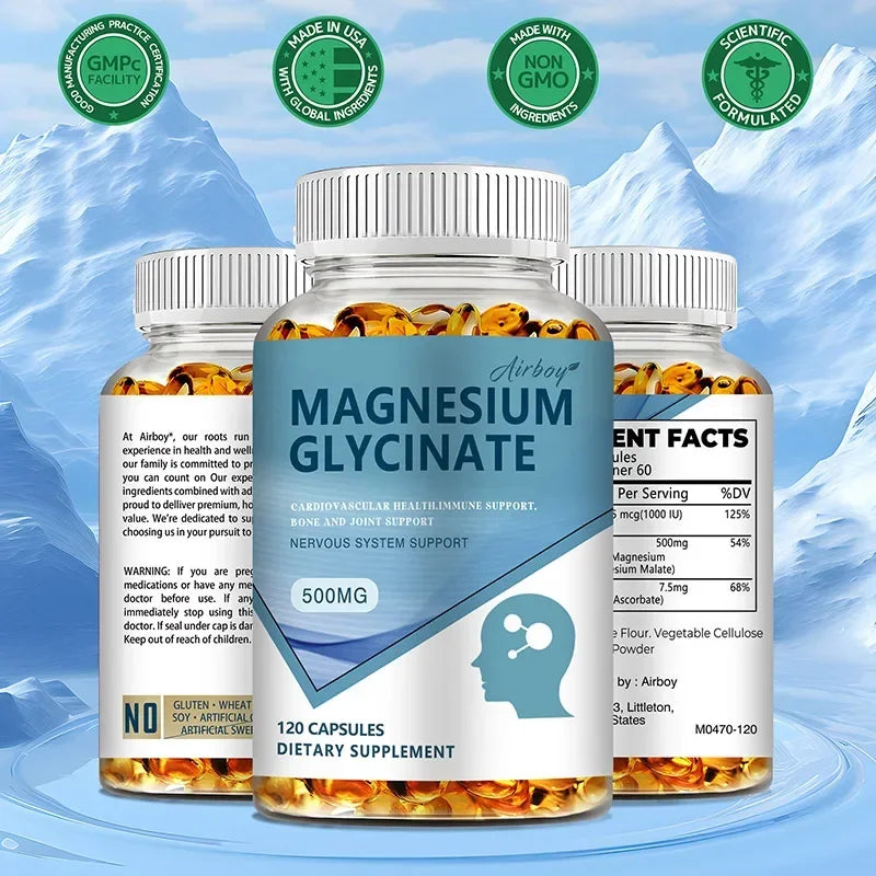 Magnesium Glycinate - Improve Sleep, Relax Nerves, Brain Health, Strengthen Muscles and Bones