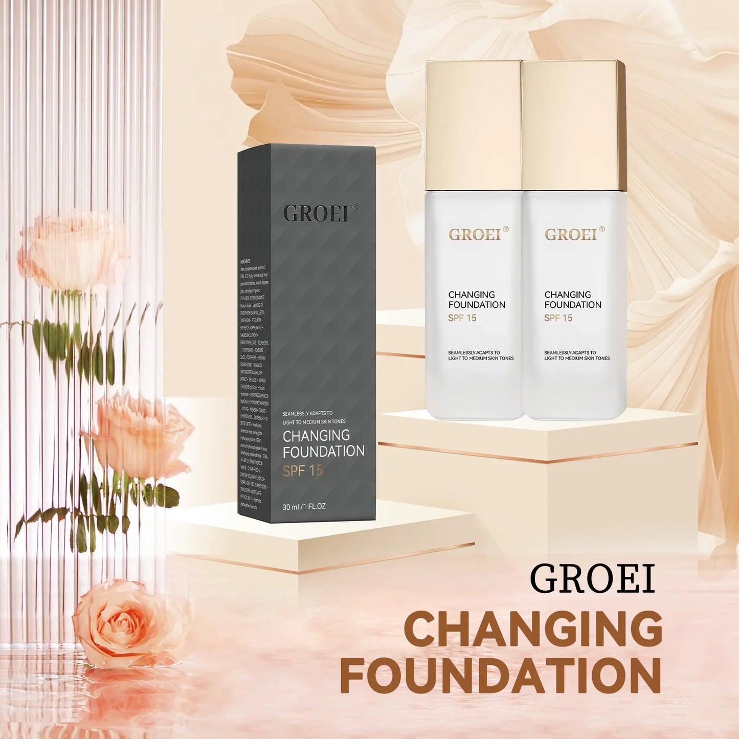 Color Changing Foundation Moisturizer Hydrating Oil-control  Color Longwearing Waterproof Travel Coverage Make Up Foundation