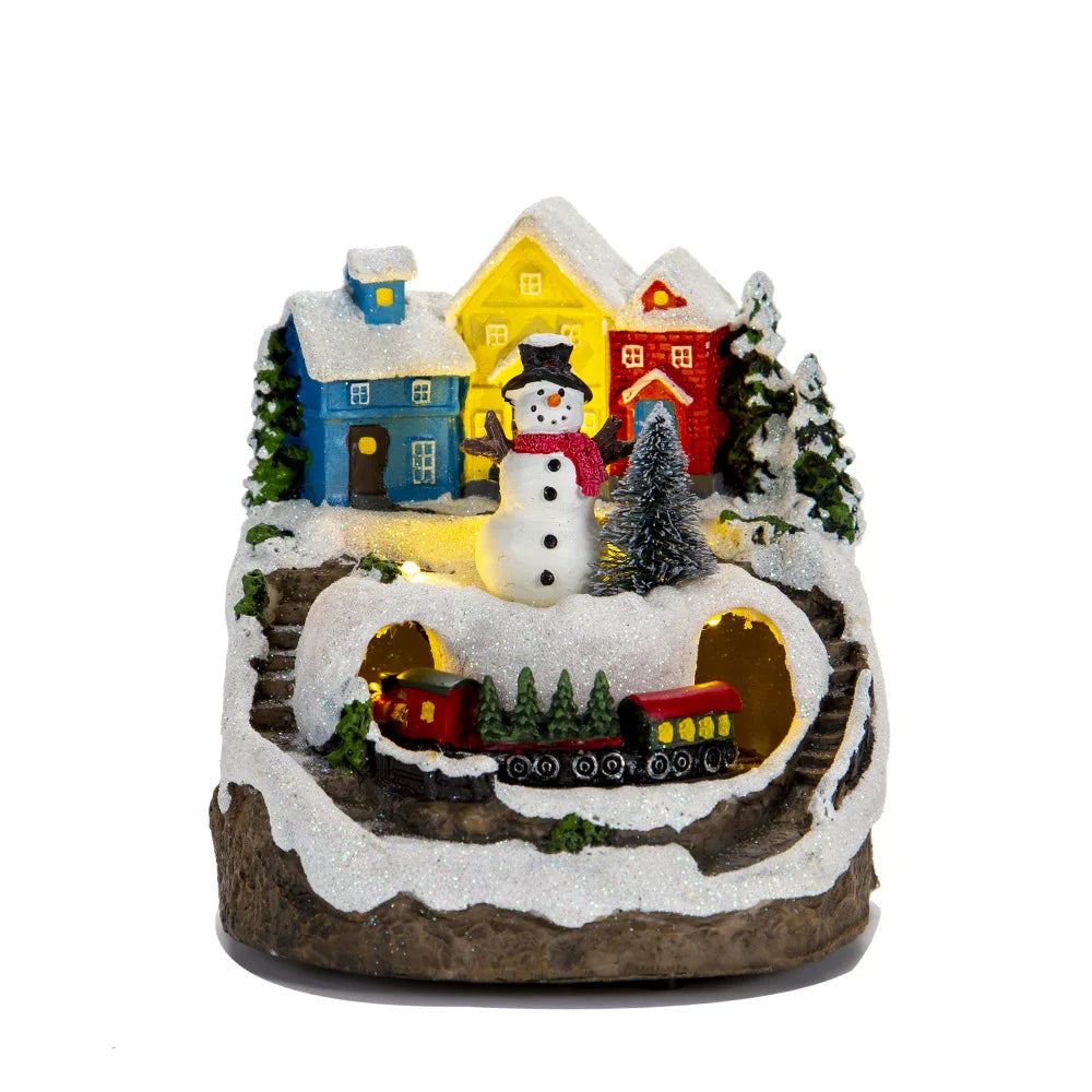 LED Christmas Music Popcorn House Xmas Decoration Scene Village Rotating Statue Christmas Home Desktop Decor Christmas Kid Gift