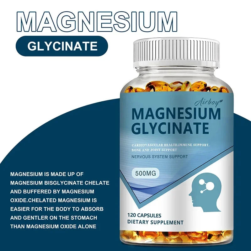 Magnesium Glycinate - Improve Sleep, Relax Nerves, Brain Health, Strengthen Muscles and Bones