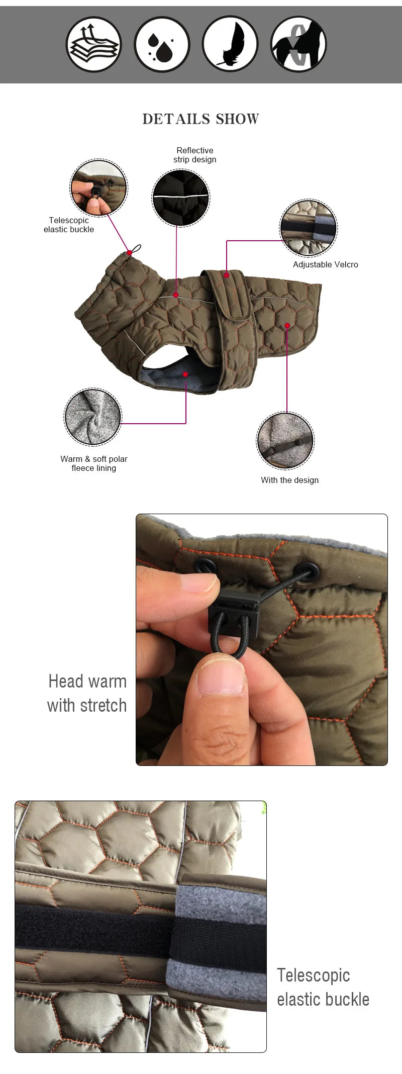 Winter Dog Clothes for Large Breed Reflective Snowsuit Big Dog Jacket with Fleece Lining Warm Coat for Whippet Greyhound Pet