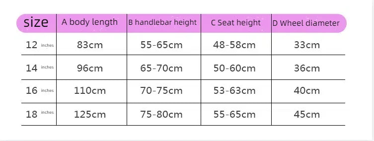Children's Simulation Motorcycle Bicycle 12 Inch 14 Inch 16 Inch Children's Bicycle Comfortable And Safe Baby Walker Bicycle