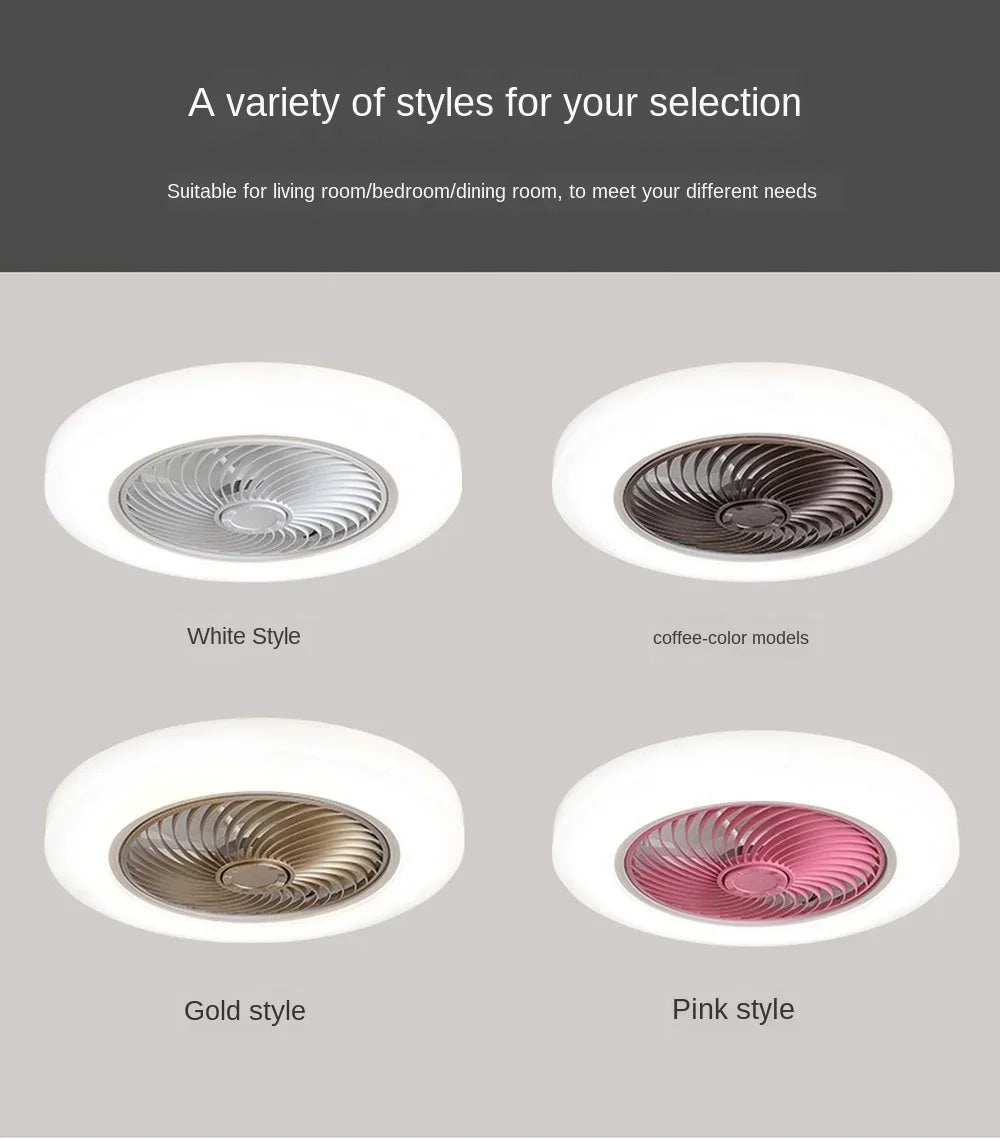 Bedroom fan lamp, invisible silent, home remote control, modern and simple ceiling lamp