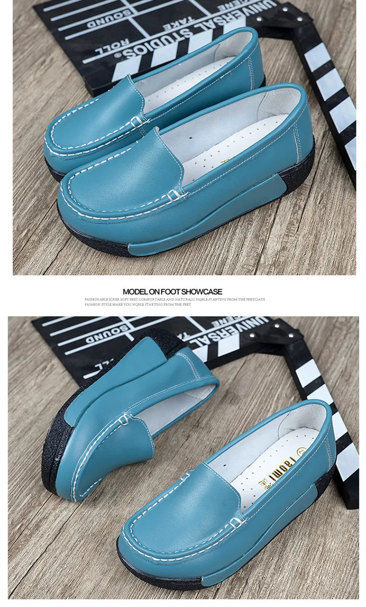 Women's shoes 2020 spring summer all-match mother single shoes leather rocking shoes platform platform nurse shoes work shoes