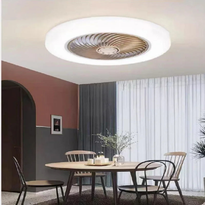 Bedroom fan lamp, invisible silent, home remote control, modern and simple ceiling lamp