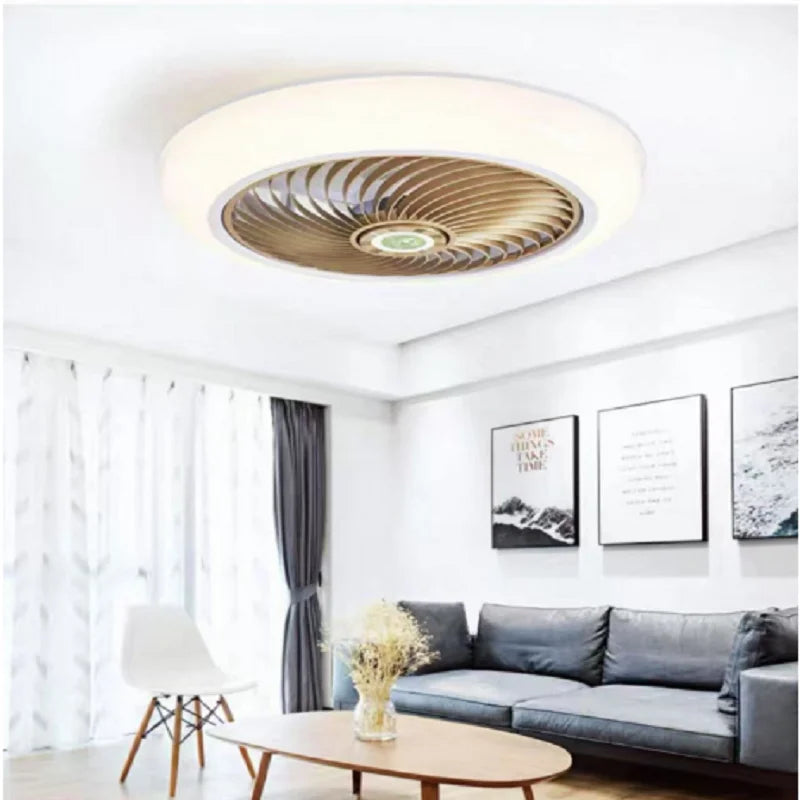 Bedroom fan lamp, invisible silent, home remote control, modern and simple ceiling lamp