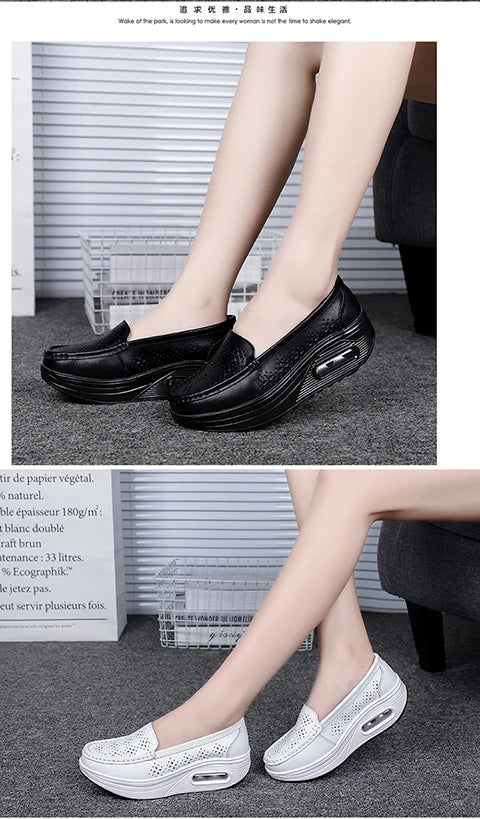 Women's shoes 2020 spring summer all-match mother single shoes leather rocking shoes platform platform nurse shoes work shoes