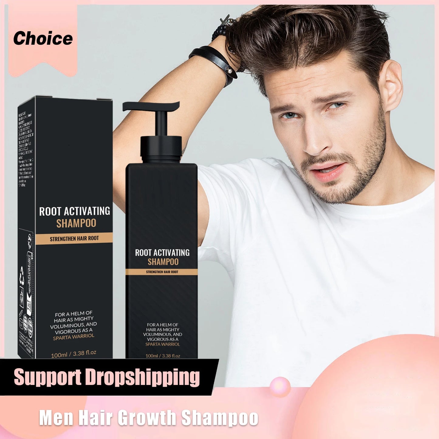 Hair Growth Shampoo for Men Root Activator Strengthening Moisturizing Gently Cleanse Repair Improve Volume Thinning Hair Shampoo