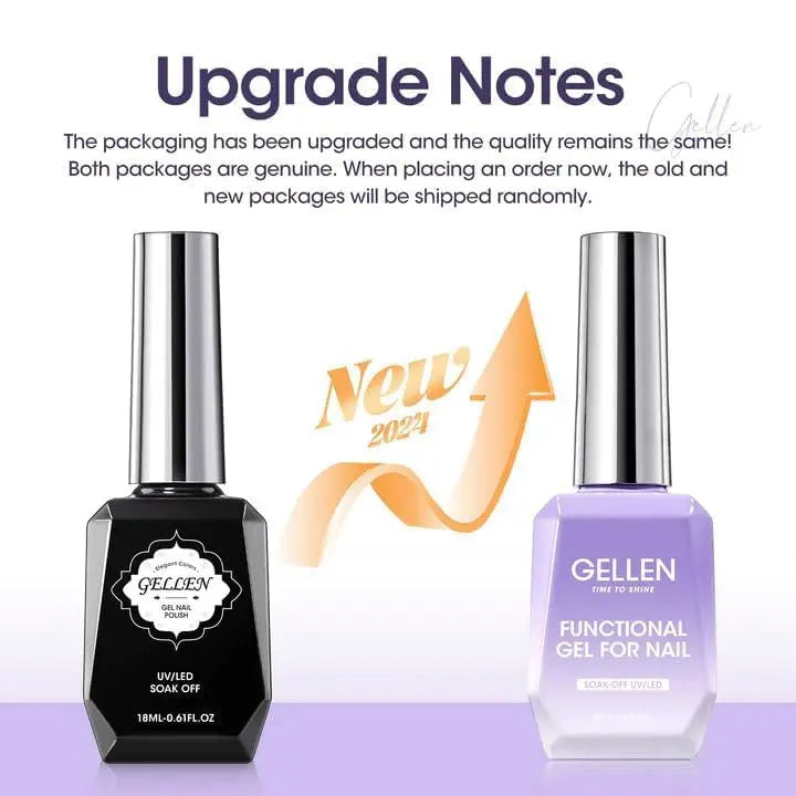 GELLEN Professional Nail Art Gel Set 18ml 4Pcs Base Top Coat Clear Strengthener Soak Off Polish Manicure DIY Kit Long Lasting