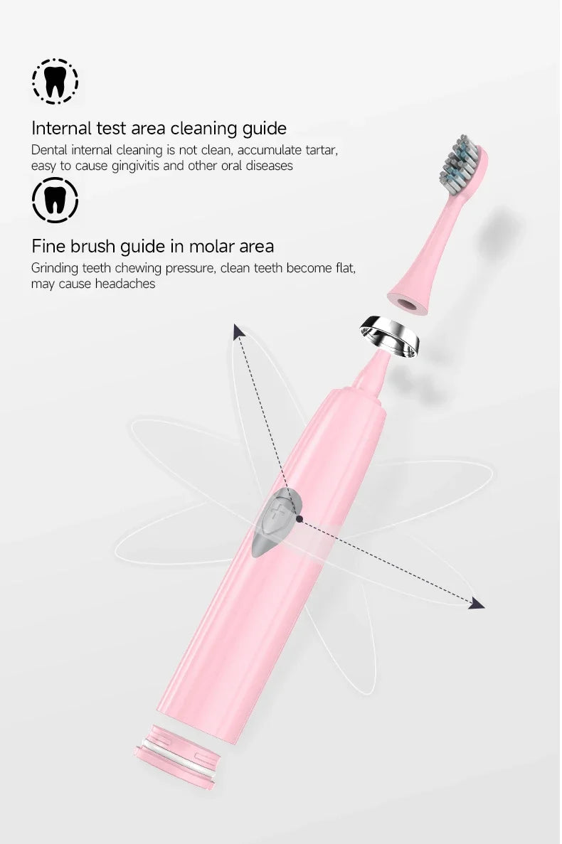 Adult Soft-bristle Electric Toothbrush, Portable and Durable Battery, IPX6 Waterproof Rating, Smart and Efficient Dental Care.