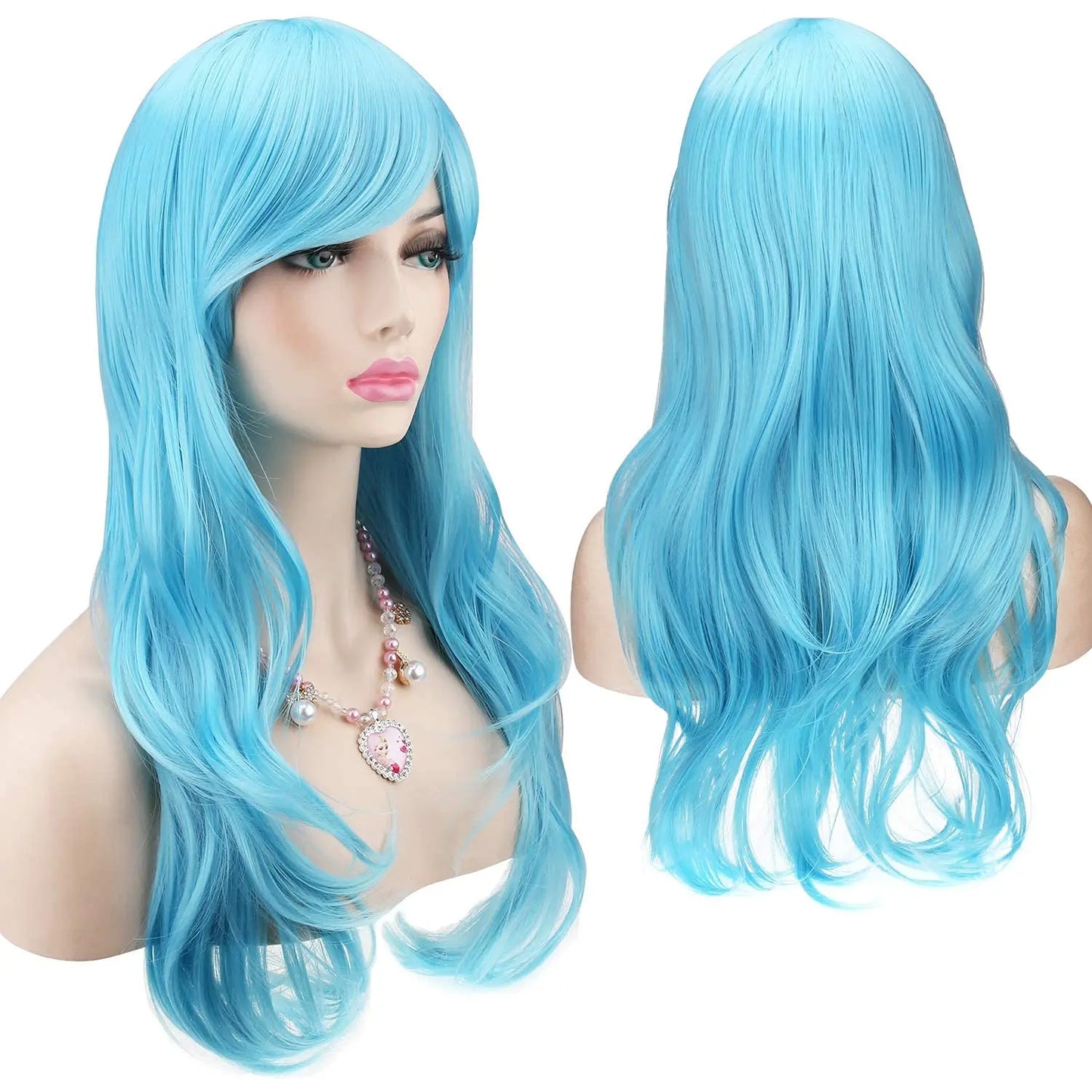 Women’s Heat Resistant 28-Inch 70cm Long Curly Hair Wig Black Long Wavy  Women Daily Use Heat Resistant Synthetic Hair