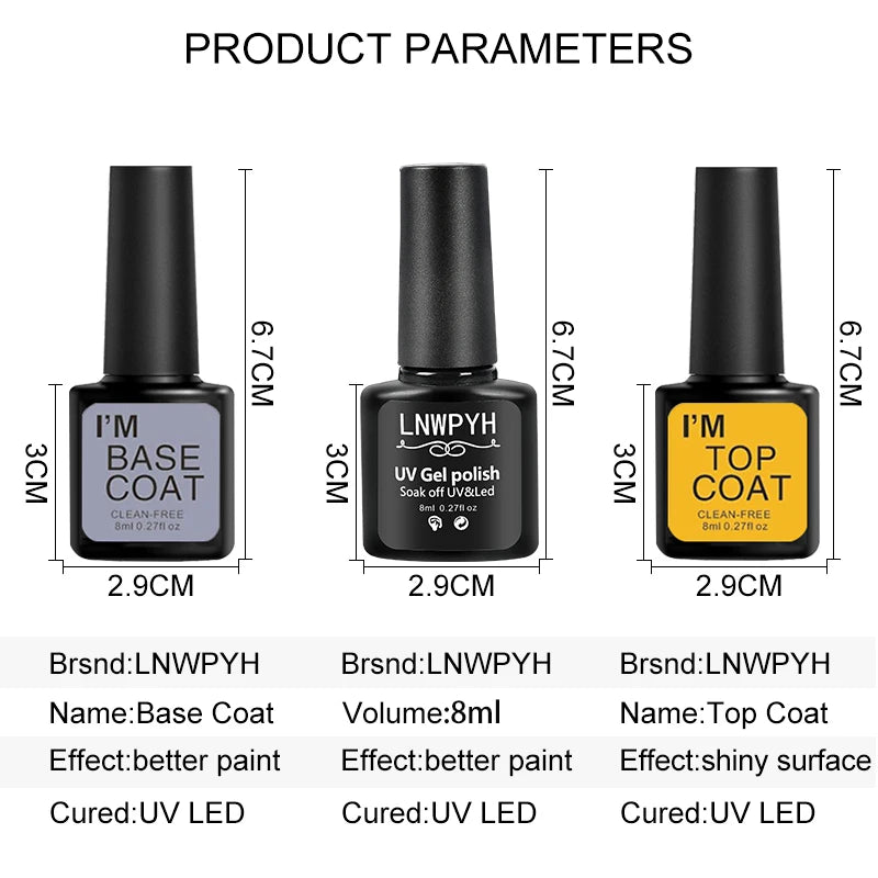 Gel Varnish Kit Professional Nail Gel Set With Nail Lamp Soak Off Nail Gel Polish Kit  Base Coat And Top Coat Manicure Tools Kit