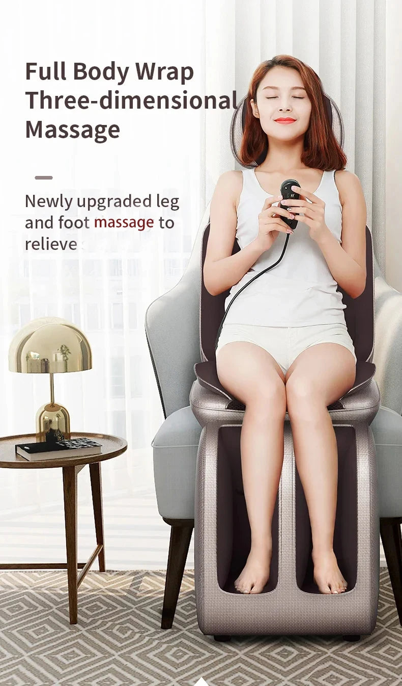 Upgrade Electric Massage Chair Full Body Kneading Neck Back Waist Leg Infrared Heating Vibration Shiatsu Cushion Seat Relaxation