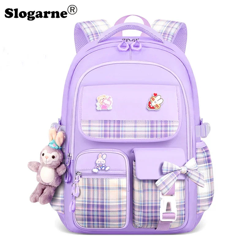 Primary School Schoolbag Bow Large Capacity Children's Schoolbag Shoulder Bag Girls Burden Reduction Spine Protection Backpacks