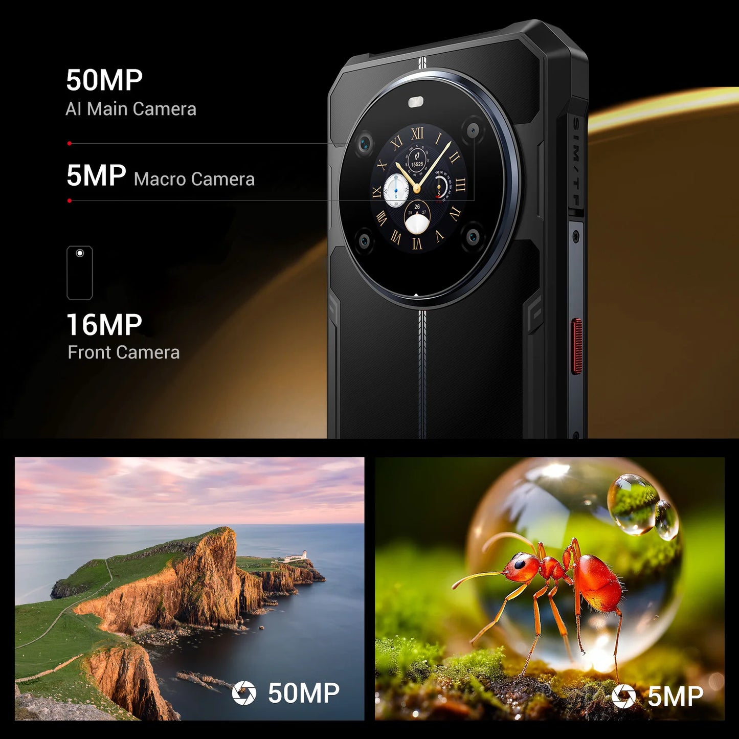 Fossibot F109 5G Rugged Phone 6.745" Android 14 8GB+256GB Mobile Phone 10600mAh 64MP NFC Smartphone