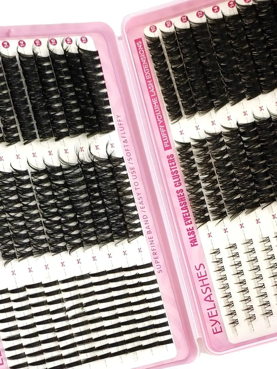 60row DIY Lash Extension Kit Clusters Individual Eyelashes Kit Mix Styles 10-18mm with Bond and Seal Eye Makeup Tool