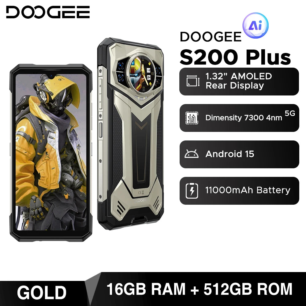 Global Version S200 Plus 5G Rugged Phone Dimensity 7300 12GB 512GB 6.72” FHD+ 120Hz IPS 100MP AI Camera 10100mAh Battery NFC