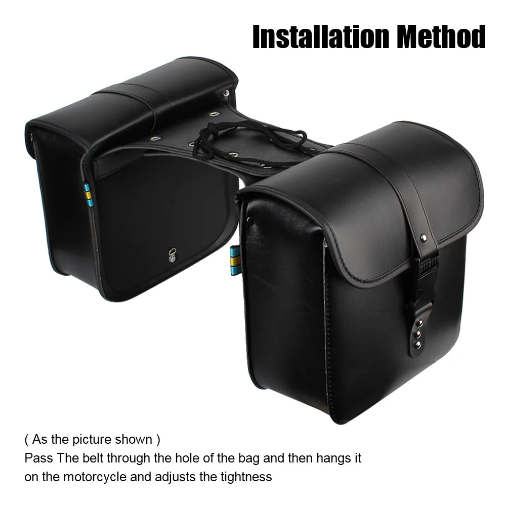 Motorcycle Riding Travel Tank Bag Side Luggage Saddle Bag Motorcycle Storage Tool Bag PU Leather Motor Tail Luggage Suitcase