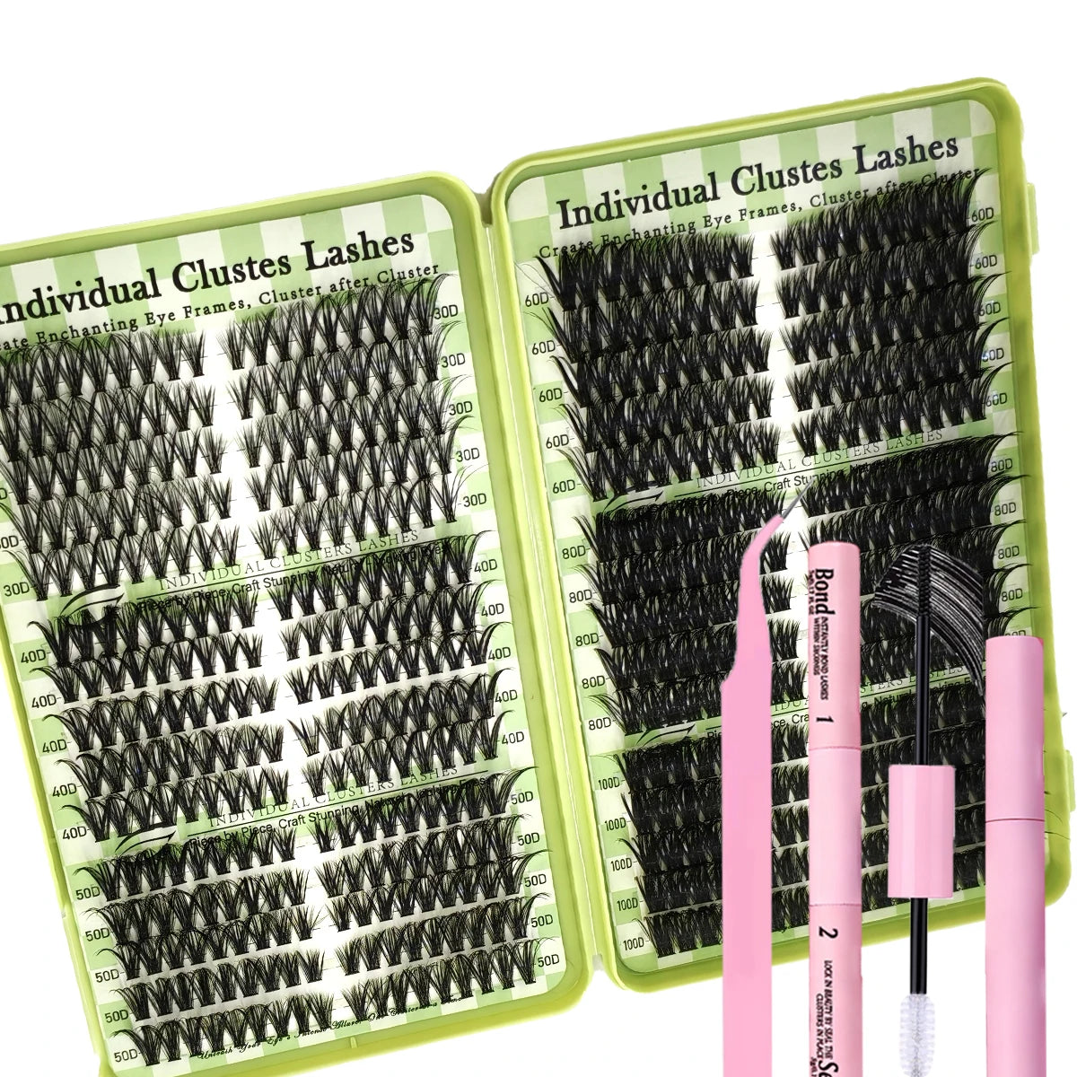 60row DIY Lash Extension Kit Clusters Individual Eyelashes Kit Mix Styles 10-18mm with Bond and Seal Eye Makeup Tool