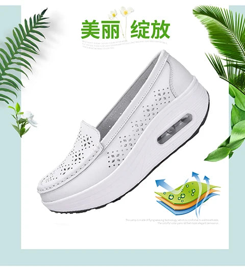 Women's shoes 2020 spring summer all-match mother single shoes leather rocking shoes platform platform nurse shoes work shoes