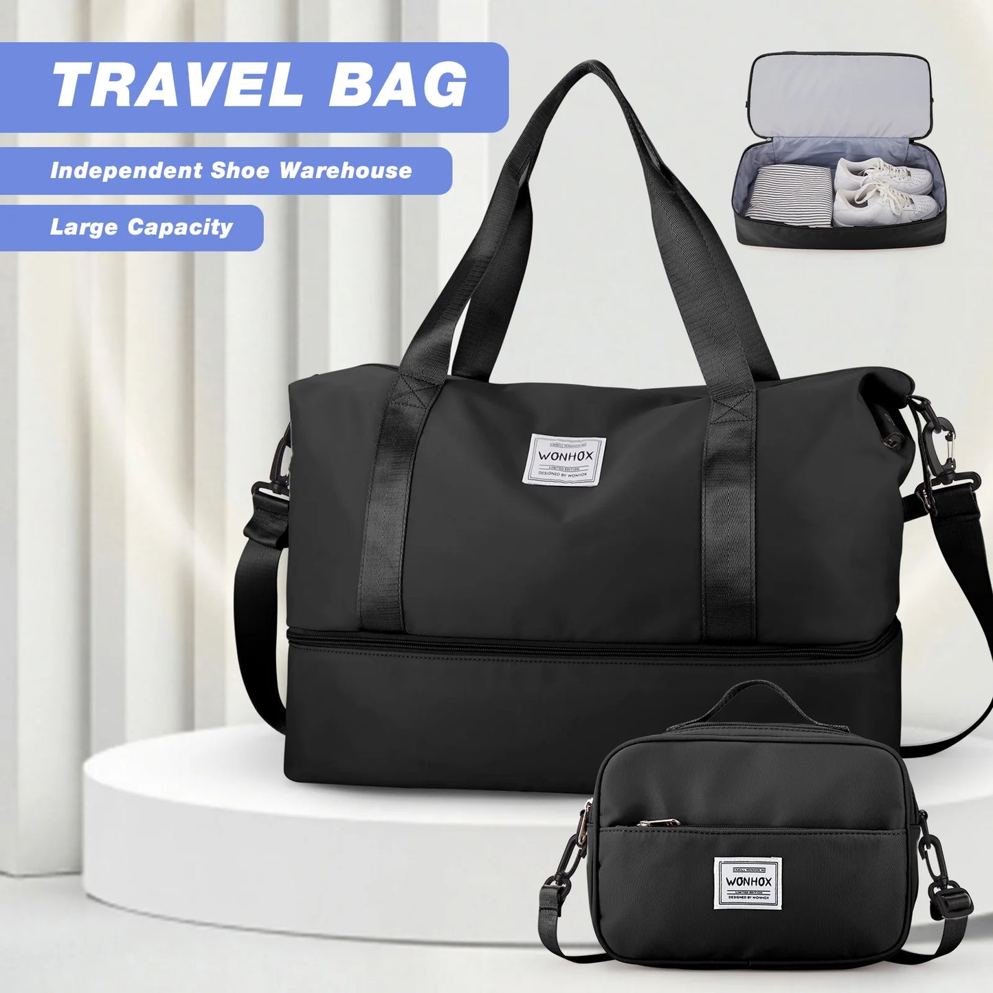 Hand-Held Travel Bag Under the Seat,Carry-on Luggage Overnight Bag for Men Women Sports Fitness Bag， makeup bag，neceser mujer