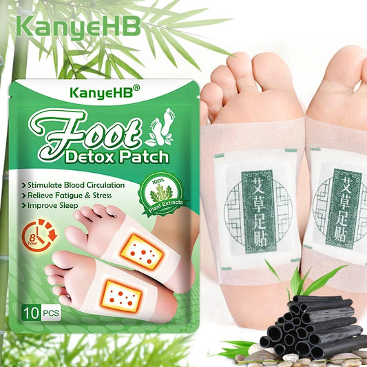 Detox Foot Patches 10/20 PCS Deep Cleanse Toxins Binders Natural Herbal Wormwood Pastes Relieve Stress Stickers Feet Care Tool