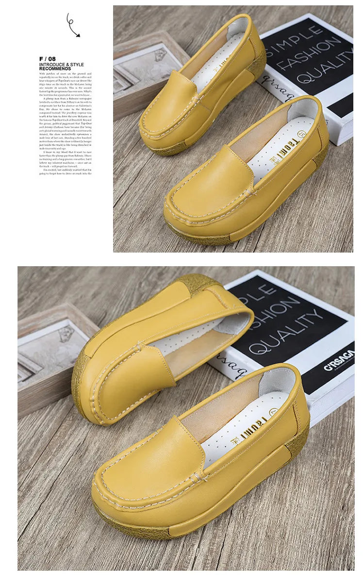 Women's shoes 2020 spring summer all-match mother single shoes leather rocking shoes platform platform nurse shoes work shoes