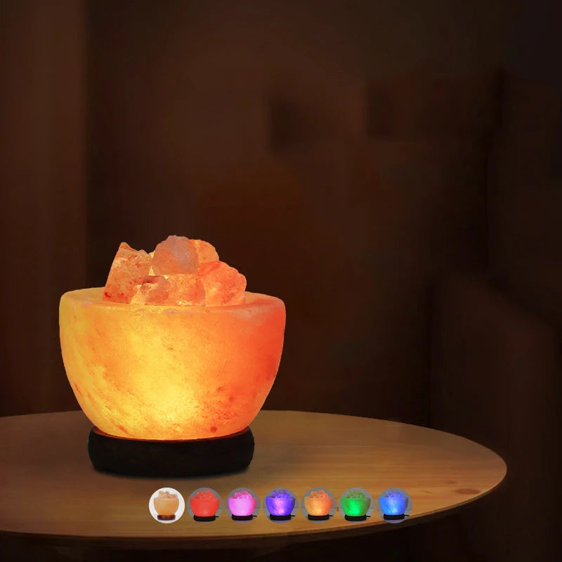 D5 Himalayan Salt Lamp Crystal Salt Rock Light with Base Crystal Salt Light LED Atmosphere Lamp Home Decor Bedroom Decoration