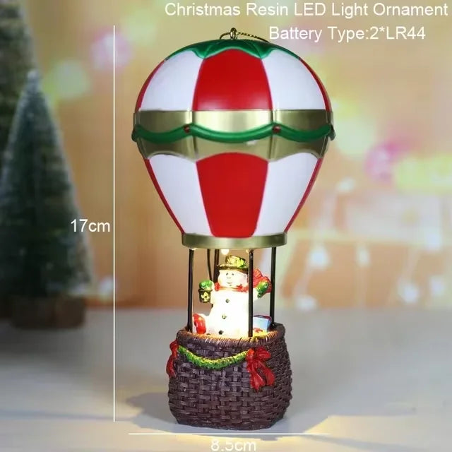 Christmas Resin Small House Santa Claus Shop Micro Landscape Resin Ornaments LED House Christmas Snowman Luminous Decoration