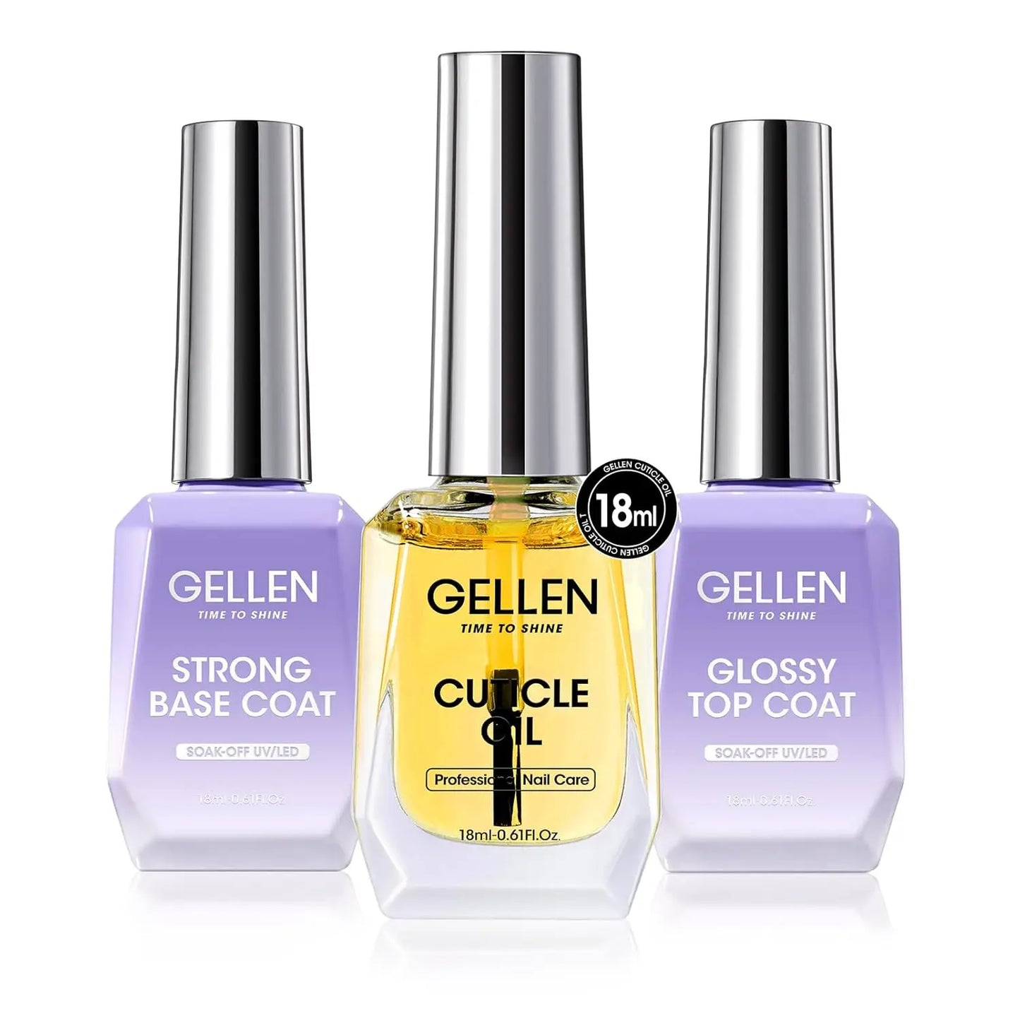GELLEN Professional Nail Art Gel Set 18ml 4Pcs Base Top Coat Clear Strengthener Soak Off Polish Manicure DIY Kit Long Lasting