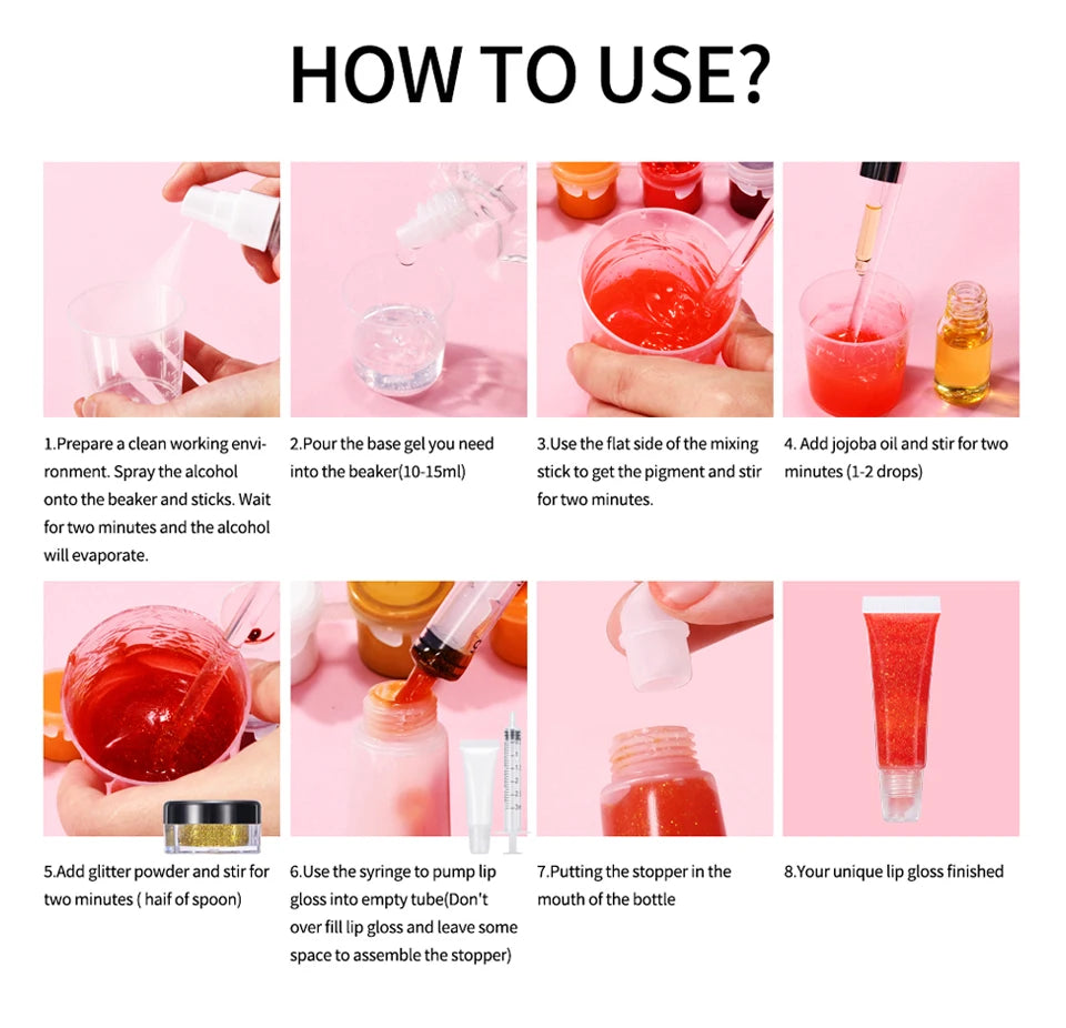 Moisturizing Lip Gloss Diy Kit Clear Lipgloss Base Gel Glitter Lips Makeup Handmade Cosmetic Lip Gloss Making Kit Gift Creative