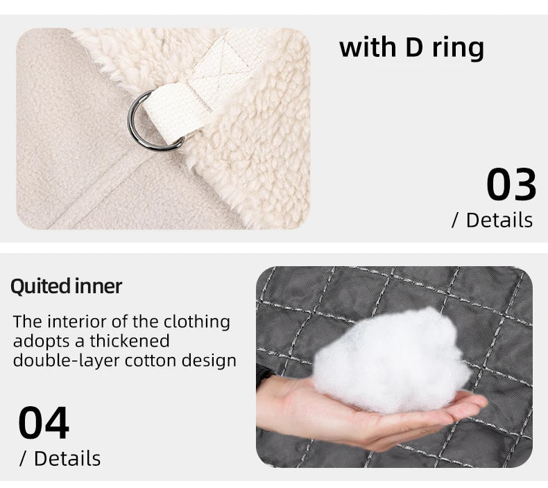 Winter Dogs Clothes Outdoor Cold Proof Warm Dog Jacket With Fleece Cotton Lining Double Sided Wearable Vest Puppy Clothing Coats