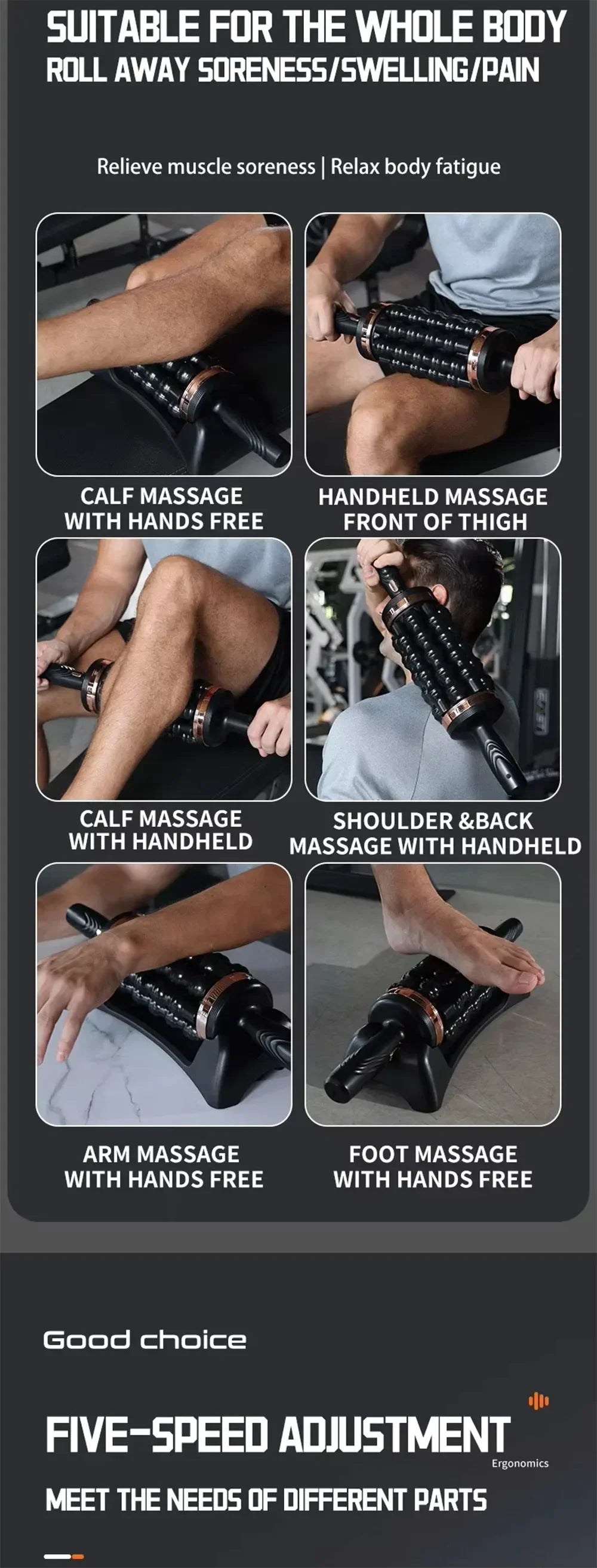 Relax Stress Massager Hand Held Massager for Muscle Rolling Percussive Massager Powered Muscle Roller Massager Whole Body Relief