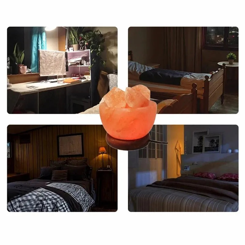 D5 Himalayan Salt Lamp Crystal Salt Rock Light with Base Crystal Salt Light LED Atmosphere Lamp Home Decor Bedroom Decoration