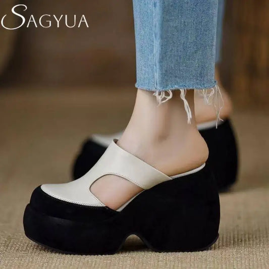 Super High Heels Platferm Slippers Women Sandala Mules Shoes Summer Slingbaek 2025 Brand Wedges Shoes Dress Designer Mujer Pumps