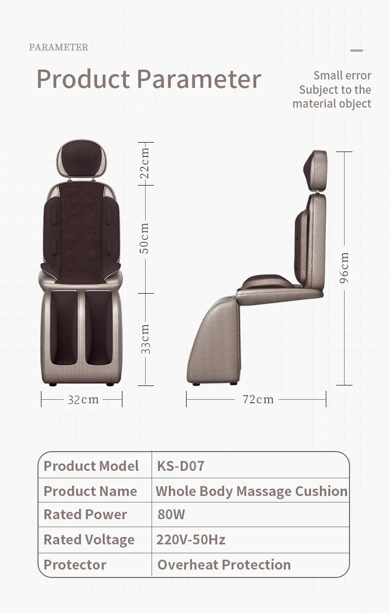 Upgrade Electric Massage Chair Full Body Kneading Neck Back Waist Leg Infrared Heating Vibration Shiatsu Cushion Seat Relaxation
