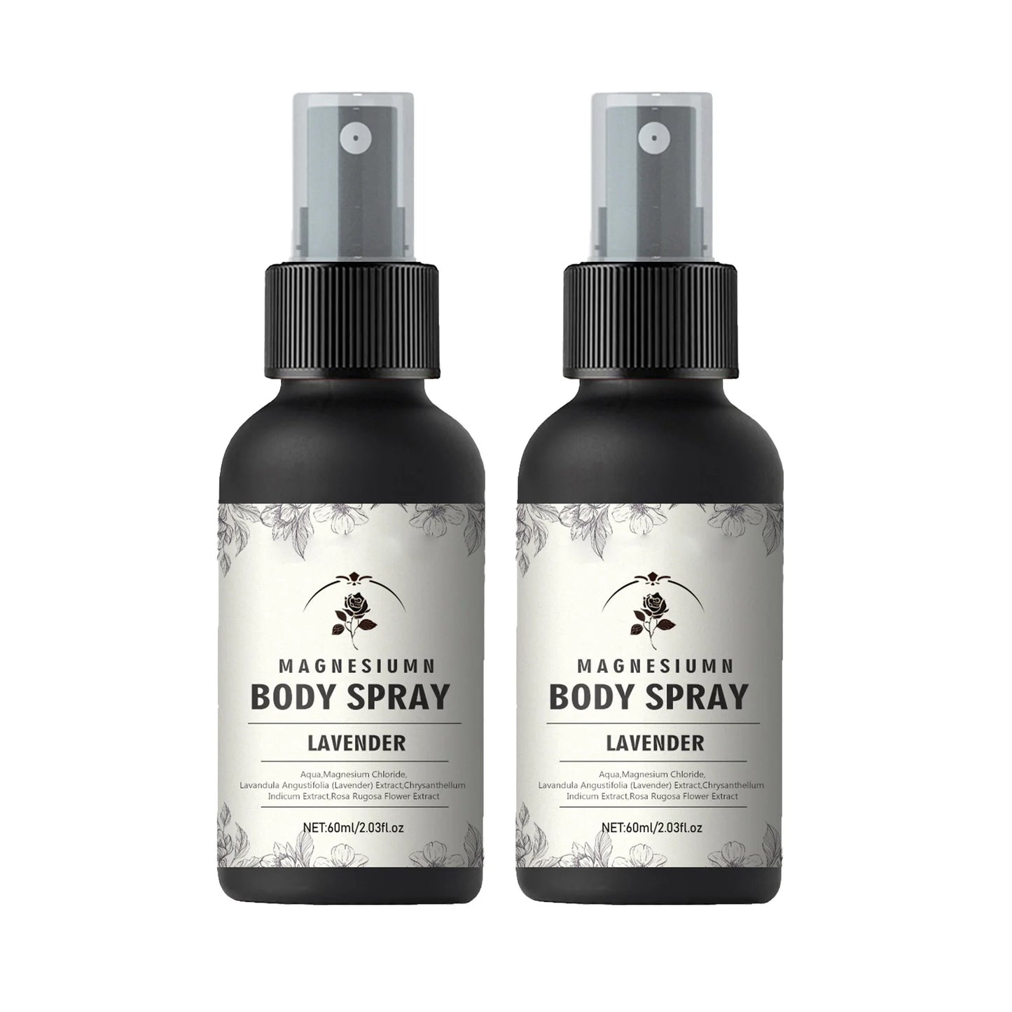 Magnesium Body Spray 60ml with Lavender Relax Muscles Improve Sleep, Natural Magnesium Chloride Flower Extracts, Fast Absorption
