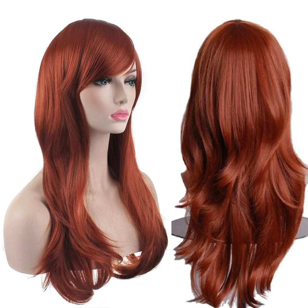 Women’s Heat Resistant 28-Inch 70cm Long Curly Hair Wig Black Long Wavy  Women Daily Use Heat Resistant Synthetic Hair
