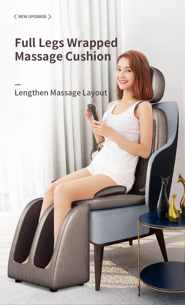 Upgrade Electric Massage Chair Full Body Kneading Neck Back Waist Leg Infrared Heating Vibration Shiatsu Cushion Seat Relaxation