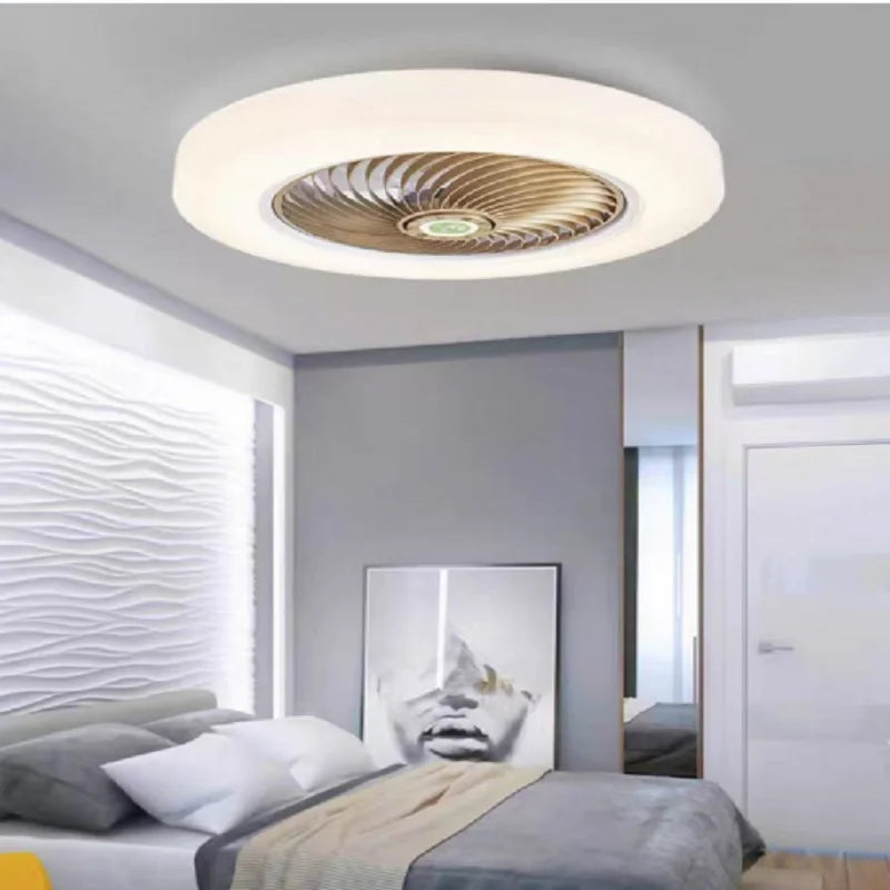 Bedroom fan lamp, invisible silent, home remote control, modern and simple ceiling lamp